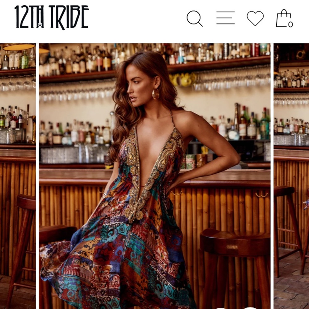 12th Tribe JASMINE GOLD EMBROIDERED COVER UP